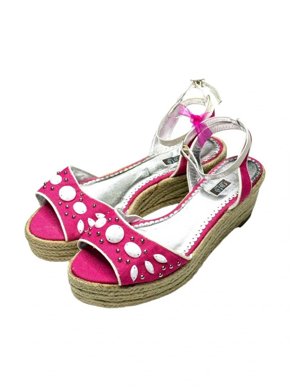 Vintage Y2K: Rafé NY ❤︎︎ Faceted Pearl Embellished Espadrille Sandal ❤︎︎ Pink 9M